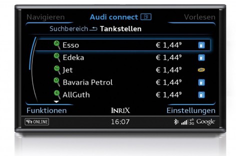 Audi Connect zeigt jetzt die aktuellen Spritpreise